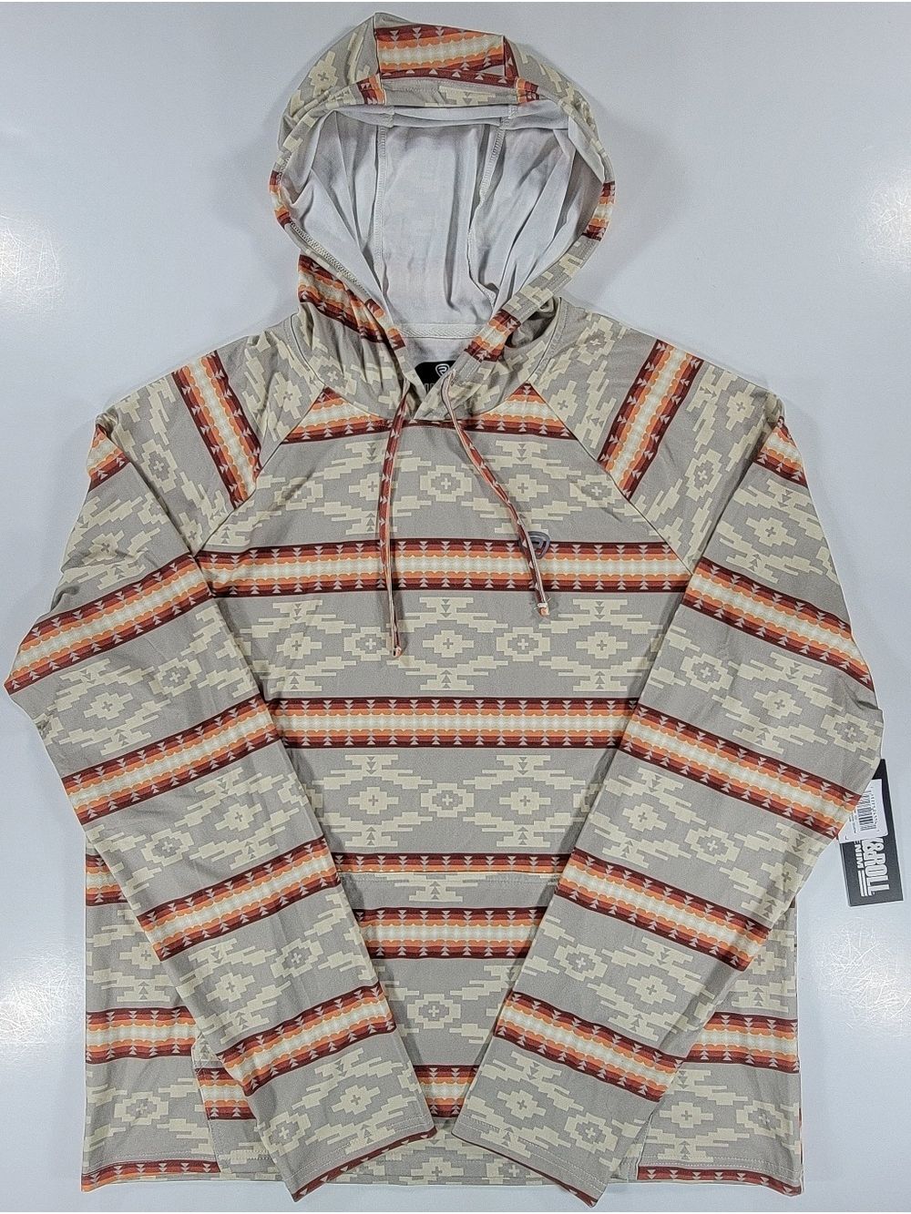 NEW Rock And Roll Denim Performance Hoodie Mens Large Aztec Tribal Taupe NWT